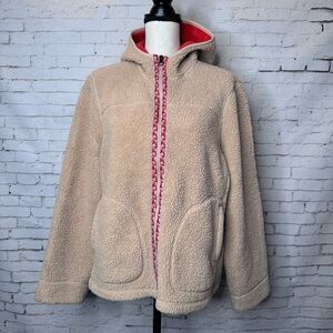 L.L. Bean Mountain Pile Fleece/Sherpa Zip-up Jacket, Tan, Size XS